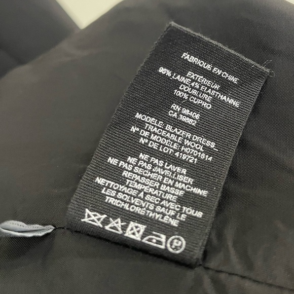 THEORY Blazer Dress Traceable Wool | Black Tailored Mini Size 4 - Picture 8 of 9